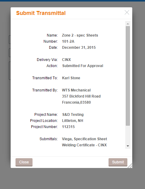 16 TransmittalSummary